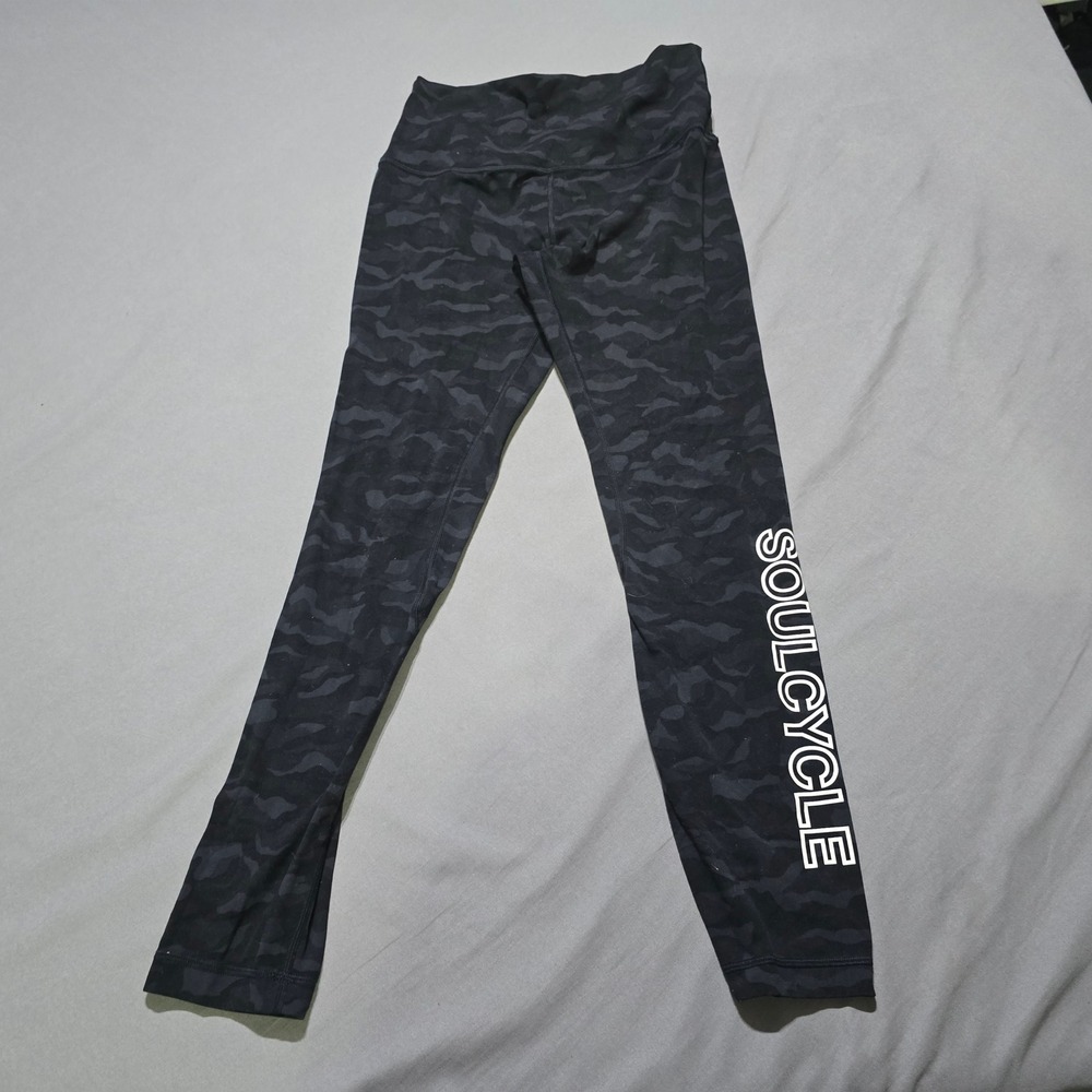 Lululemon Leggings Women 6 Black Camo SoulCycle High Rise Activewear